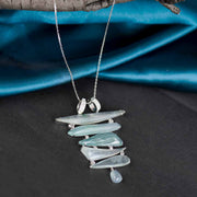 Natural White and Green Jade Stone Diamond Pendant 18K Gold